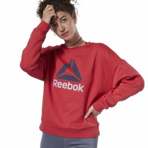 Bluza Damskie Reebok Workout Ready Big Logo Cover-Up Czerwone PL 05KLUPF